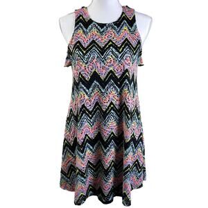 Ava & Yelly Crochet Mini Dress Teen Size 14 Multi Color Geometric Pattern Tunic